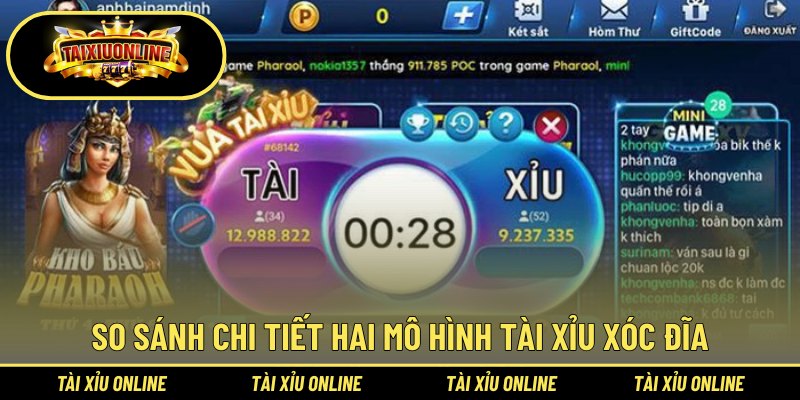 So sánh chi tiết hai mô hình tài xỉu xóc đĩa