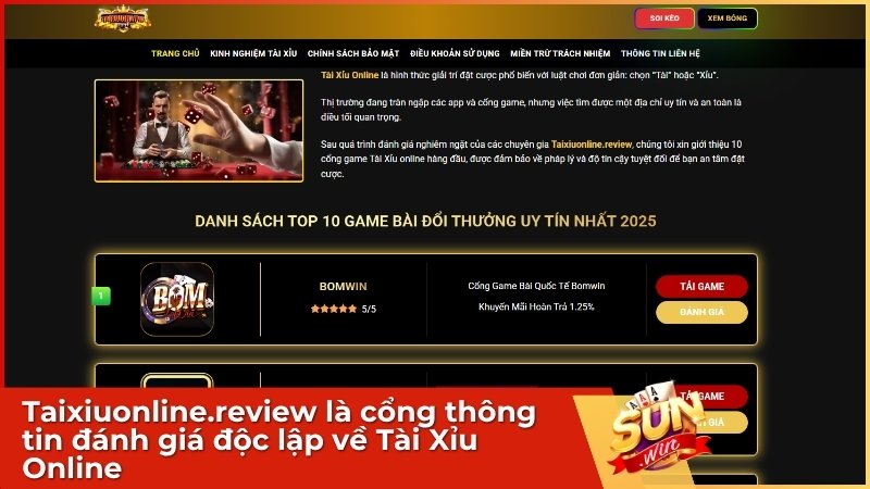 Tài Xỉu Online Review: Bí quyết đăng nhập an toàn và chọn cổng game uy tín 3 Taixiuonline.review là cổng thông tin đánh giá độc lập về Tài Xỉu Online